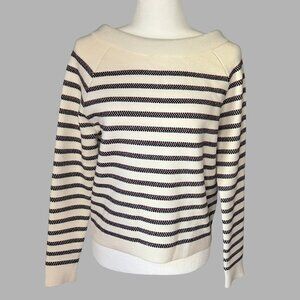 Maje Paris Striped Sweater with Velvet Bow – Size 1 (US: small)
